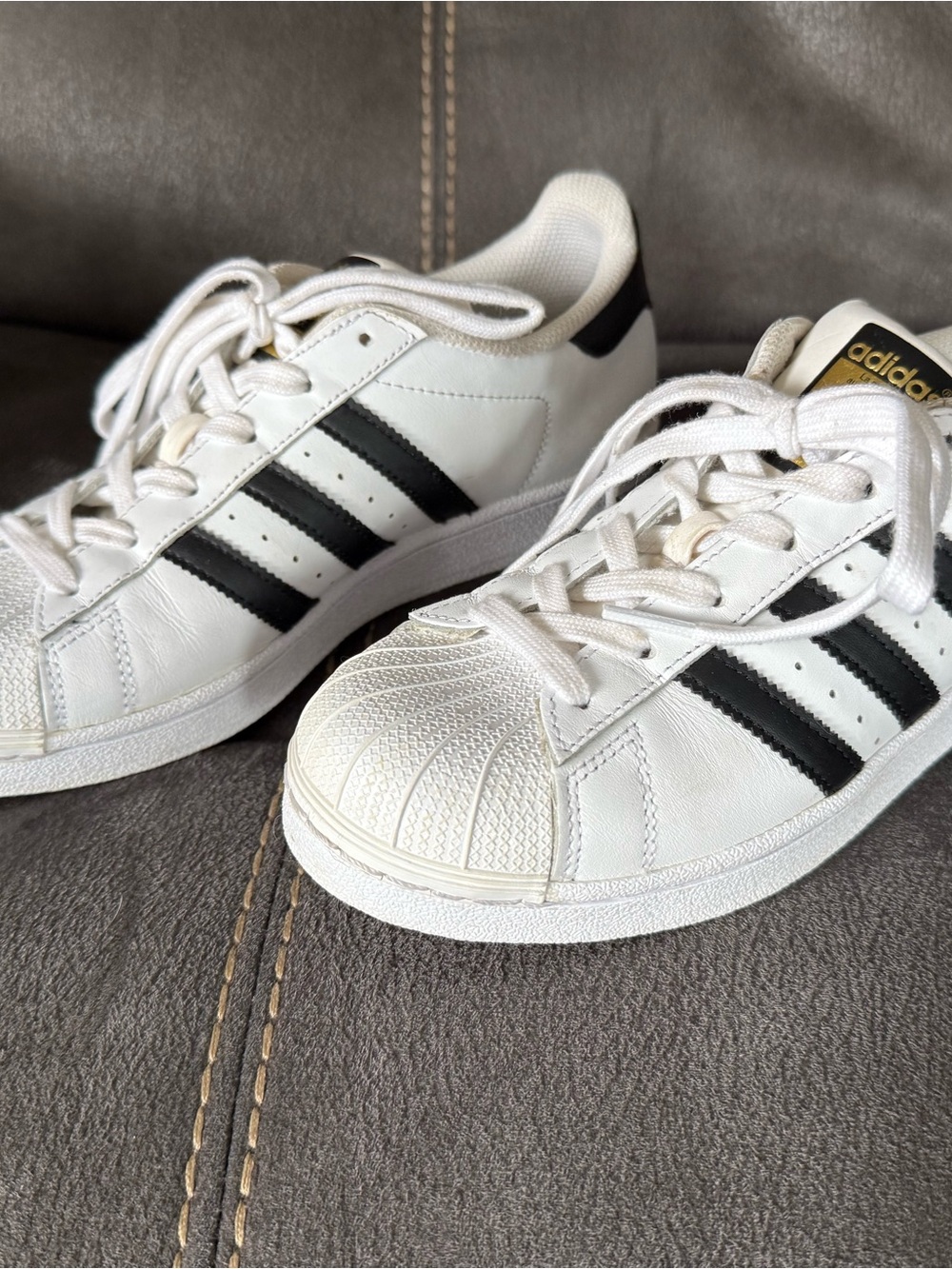 adidas White and Black Classic Shell-Toe Sneakers